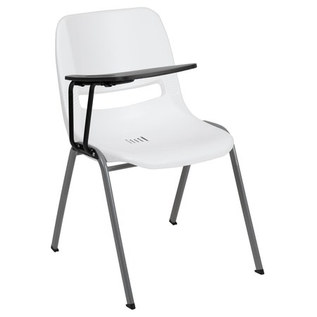 Flash Furniture White Ergonomic Shell Chair with Right Handed Flip-Up Tablet Arm RUT-EO1-WH-RTAB-GG